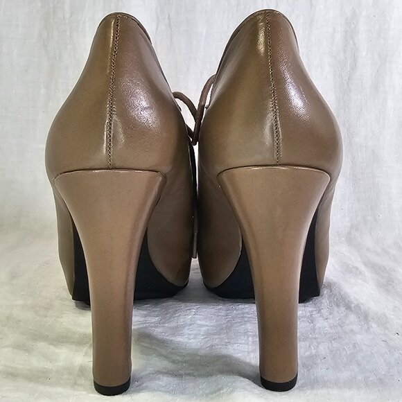 Me Too Lynessa Genuine Leather Chunky Platform Oxford Bootie Pumps 8 Taupe - Picture 6 of 12